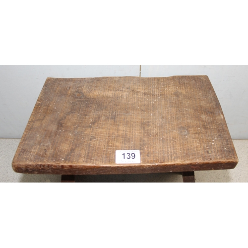 139 - Antique hand sawn rustic wooden milking stool