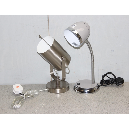 240 - Retro look chrome adjustable reading lamp and a brushed aluminium desk lamp (2)