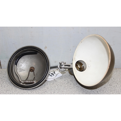 241 - 1950’s ‘Grail’ designer vintage industrial folding travelling lamp retaining a sprung hook to the un... 