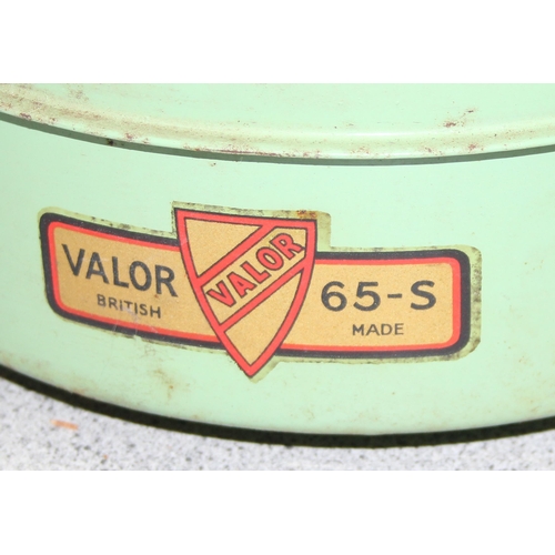 245 - Vintage enamelled greenhouse paraffin heater, a green enamel Valor paraffin burner and bag of spare ... 