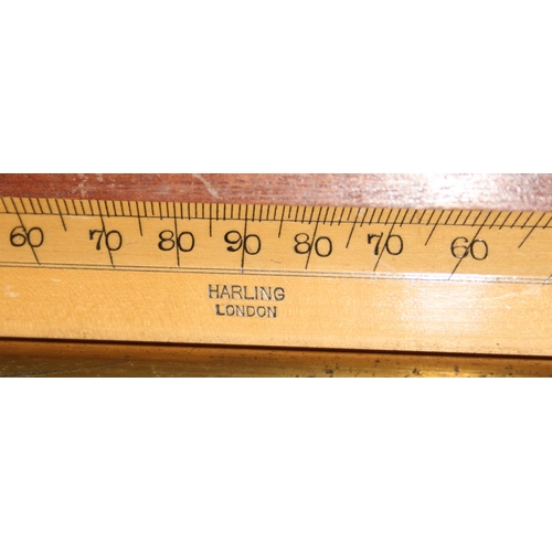 703 - Harling of London boxed brass and wood calibrated marine rolling ruler 38cm wide and a 4 piece boxed... 