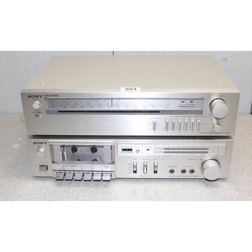 804 - Audio equipment to include a Sony FM-AM program tuner ST-242L and a Sony Stereo cassette deck TC-K33