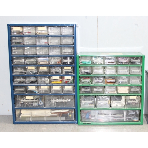 859 - 3 graduated multi drawers with contents mainly electrical related