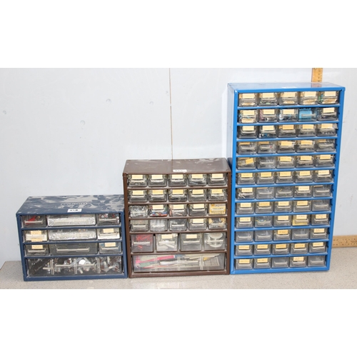 860 - 3 graduated multi drawers with contents mainly electrical related