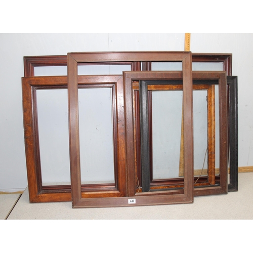 440 - Large qty of wooden picture frames of various sizes, some glazed or with loose glass