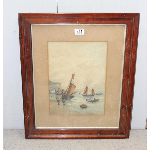 444 - 4 antique and later watercolours to include a marine scape by J E Jamieson