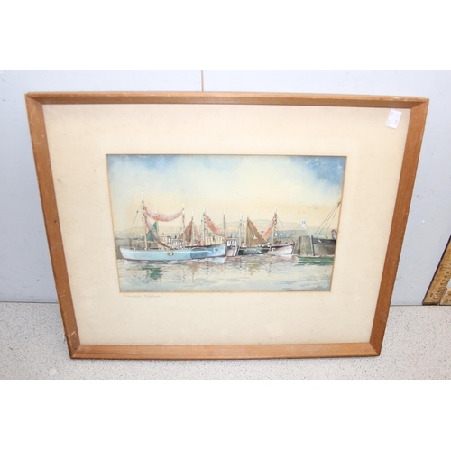 444 - 4 antique and later watercolours to include a marine scape by J E Jamieson