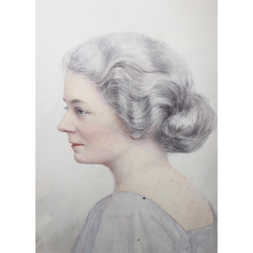 448 - Keturah Anne Collings (1862-1948), unnamed watercolour of a glamourous lady, in oval mount, approx 6... 