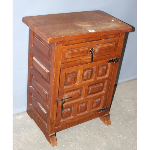 73 - A 20th century carved wooden side cabinet with drawer, approx 60cm wide and a heavy modern mango woo... 