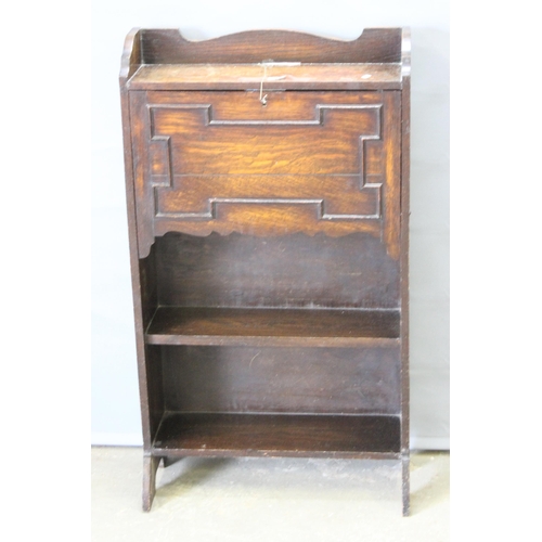 74 - An early 20th century oak student's bureau approx 60cm wide and a vintage Art Deco period oak bookca... 