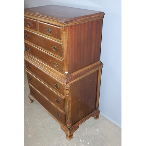 91 - An early 20th century American mahogany 2 over 5 chest on chest style chest of drawers by Harper Fur... 