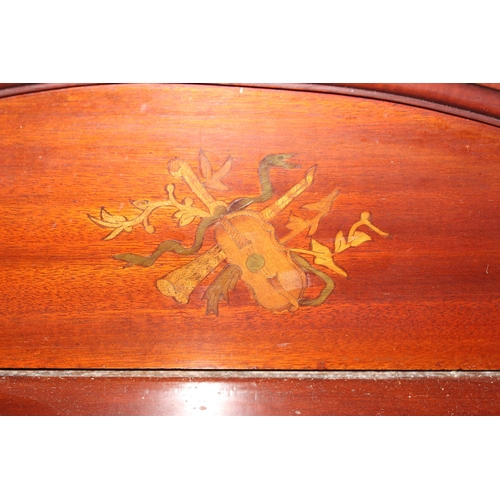 99 - An Edwardian inlaid mahogany music cabinet with 3 drawers over a cupboard, approx 53cm wide