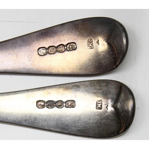 1004 - A pair of Victorian silver serving spoons, London 1840 by John James Whiting, approx 140.49g gross