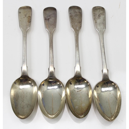 1007 - 4 Victorian silver dessert spoons, 3 London 1853 by William Robert Smily & 1857 by A B Savory & Sons... 