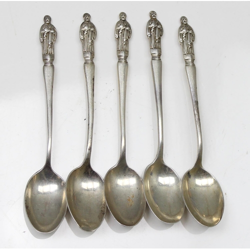 1009 - 13 assorted antique silver tea spoons to inc 5 silver apostle spoons, approx 157.91g gross