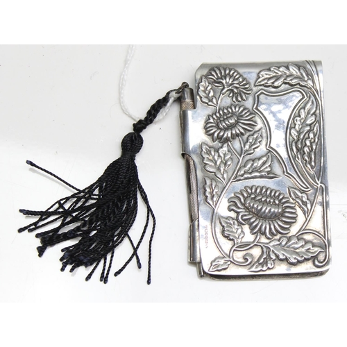 1030 - An Art Nouveau style silver aide memoire with silver pencil, the book marked for London 1994