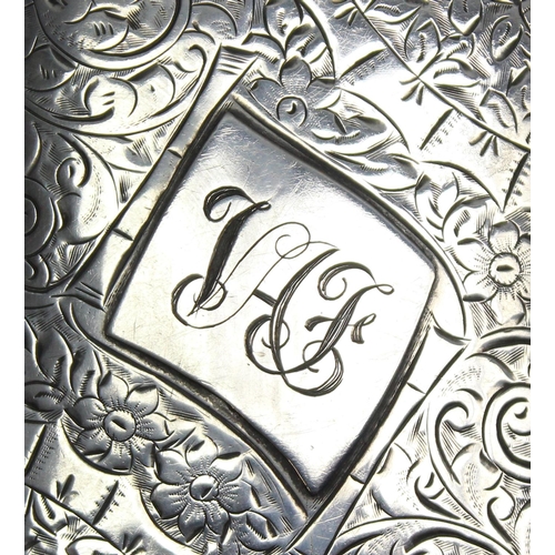 1033 - An early 20th century silver cigarette case with engraved design, Birmingham 1907 by Joseph Gloster,... 