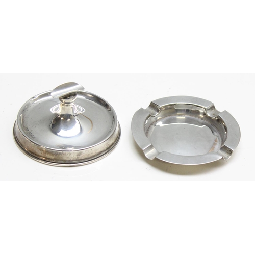 1035 - A small silver ashtray, Birmingham 1923 by Deakin & Francis, approx 20.23g gross and a weighted silv... 