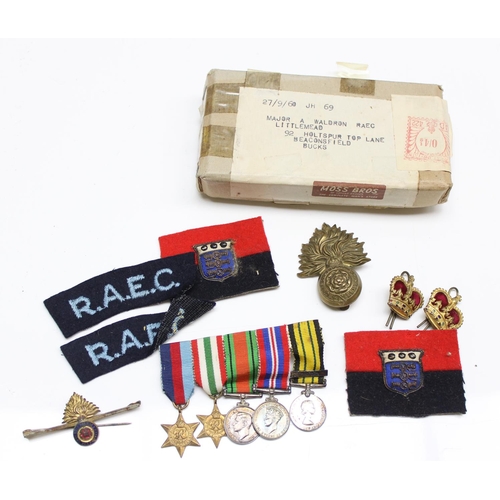 1404 - Major A Waldron RAEC, group of WW2 medals to inc a QE2 Africa General Service (GSM) and 4 WW2 servic... 