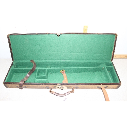 1415 - Vintage gun case with green felt interior and a green gun slip case by William Evans