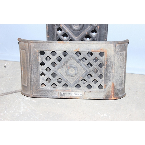 142 - Vintage cast iron stove marked above the ash tray with 'No. 1' and various other cast iron latticed ... 