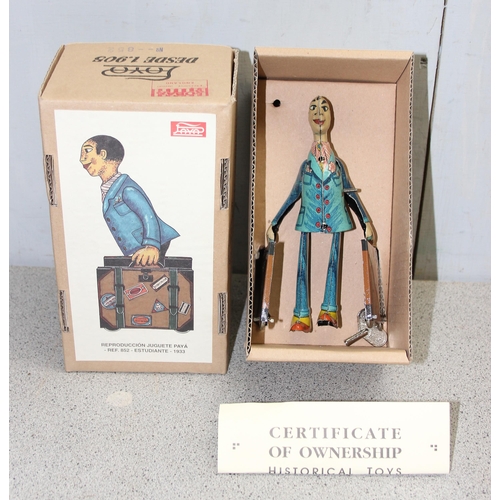 Vintage Tolato Mozdony tin plate shunting train and track in box, a tin  plate Russian dancing doll i