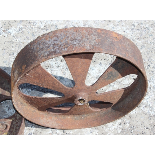 327 - 4 cast iron cartwheels marked 'Wilmot' on the spokes