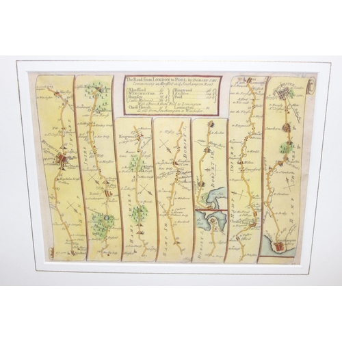 463 - Antique strip map, London to Poole in Dorset & The Dioceses of England published 1801 (2)