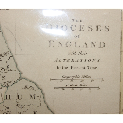 463 - Antique strip map, London to Poole in Dorset & The Dioceses of England published 1801 (2)