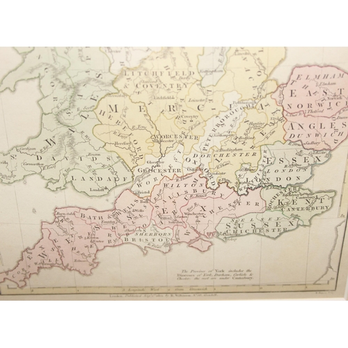 463 - Antique strip map, London to Poole in Dorset & The Dioceses of England published 1801 (2)