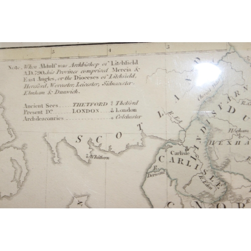 463 - Antique strip map, London to Poole in Dorset & The Dioceses of England published 1801 (2)