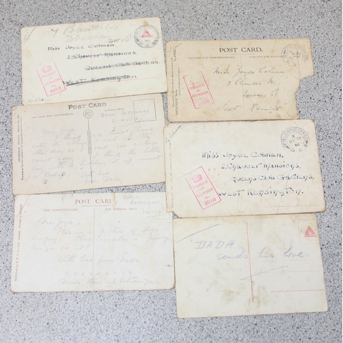 562 - Qty of WW1 dated written postcards, Qty of loose stamps and 2 vintage paperback atlas's