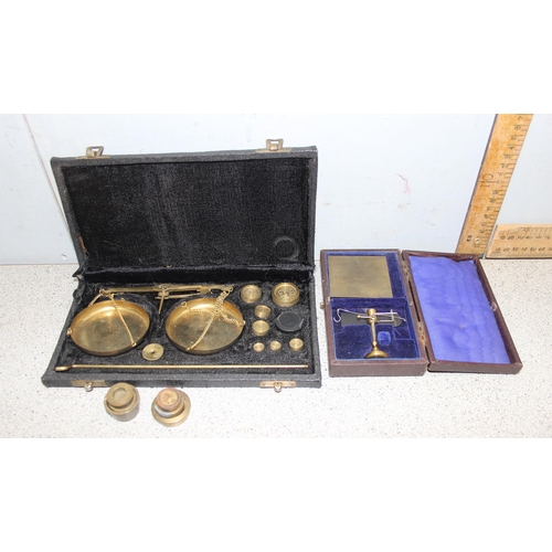 708 - 2 sets of boxed vintage balance scales with additional weights, 1 made by J. Nesbitt ltd of Manchest... 