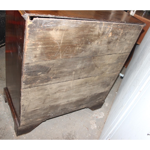 149 - An antique oak 2 over 3 chest of drawers with brass handles, approx 96cm wide