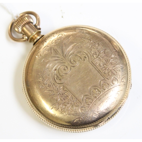 1317 - A late 19th or early 20th century full hunter pocket watch by Elgin in gold plated case, the exterio... 