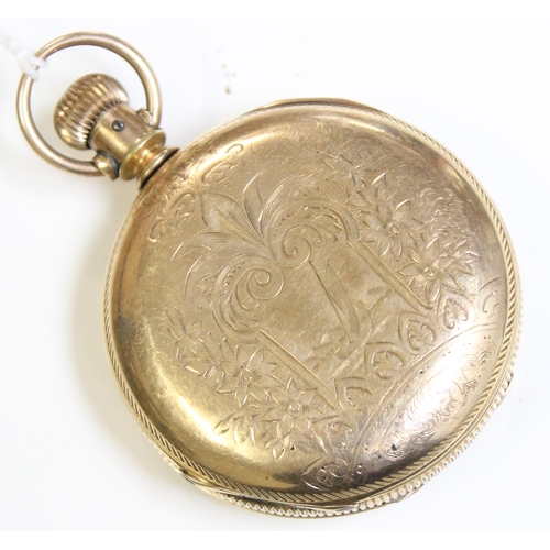 1317 - A late 19th or early 20th century full hunter pocket watch by Elgin in gold plated case, the exterio... 