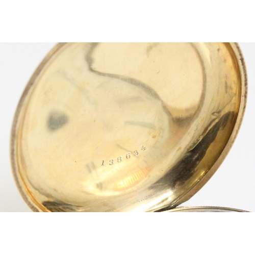 1317 - A late 19th or early 20th century full hunter pocket watch by Elgin in gold plated case, the exterio... 