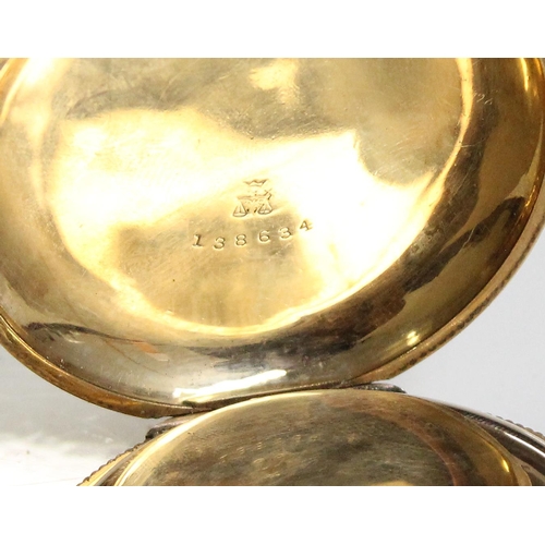 1317 - A late 19th or early 20th century full hunter pocket watch by Elgin in gold plated case, the exterio... 