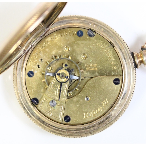 1317 - A late 19th or early 20th century full hunter pocket watch by Elgin in gold plated case, the exterio... 