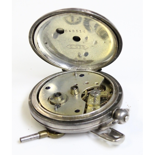 1318 - A 935 silver cased full hunter pocket watch by Kendal & Dent of London & a small silver cased fob wa... 