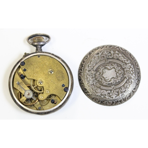 1318 - A 935 silver cased full hunter pocket watch by Kendal & Dent of London & a small silver cased fob wa... 