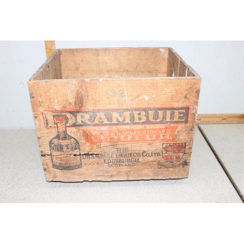 295 - 3 vintage wooden brewery advertising crates, Drambuie, Whitbred & Watney's