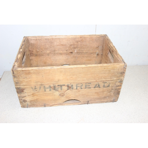 295 - 3 vintage wooden brewery advertising crates, Drambuie, Whitbred & Watney's