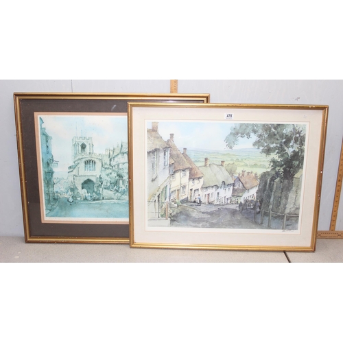 478 - Eric Sturgeon (1920-2001), signed print of Golden Hill, Shaftsbury, Dorset & another signed print by... 