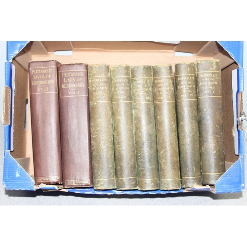 567 - Boswell's Life of Johnson, G.B. Hill, 6 quarter bound leather editions, printed in Oxford 1887 & Plu... 