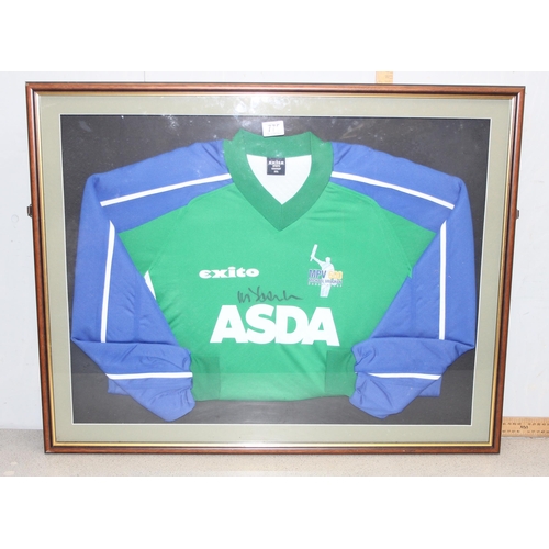 775 - Michael Vaughan, signed MPV 600 long sleeved cricket shirt in frame