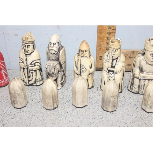 1536 - A vintage chess set modelled as the Lewis (Uig) Chessmen, a 12th century chess set found on the Isle... 