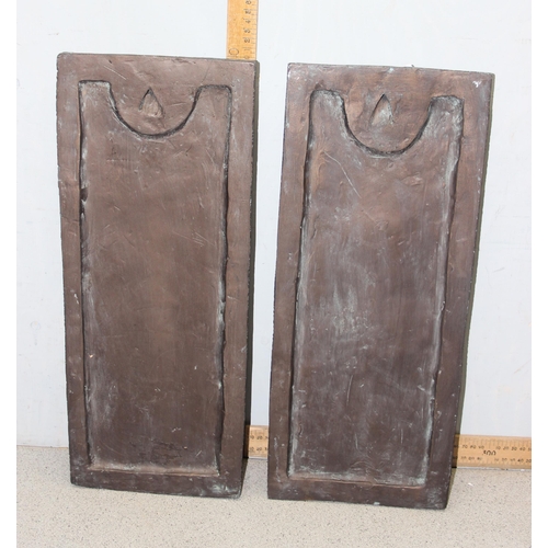 429 - A pair of bronze effect floral relief wall plaques, approx 50cm tall