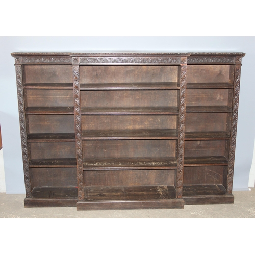 1 - An impressive late 19th century or early 20th century English antique Jacobean influence oak triple ... 