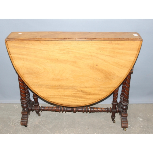 15 - An antique mahogany dropleaf table on unusual turned legs, approx 91cm wide by approx 116cm when ope... 